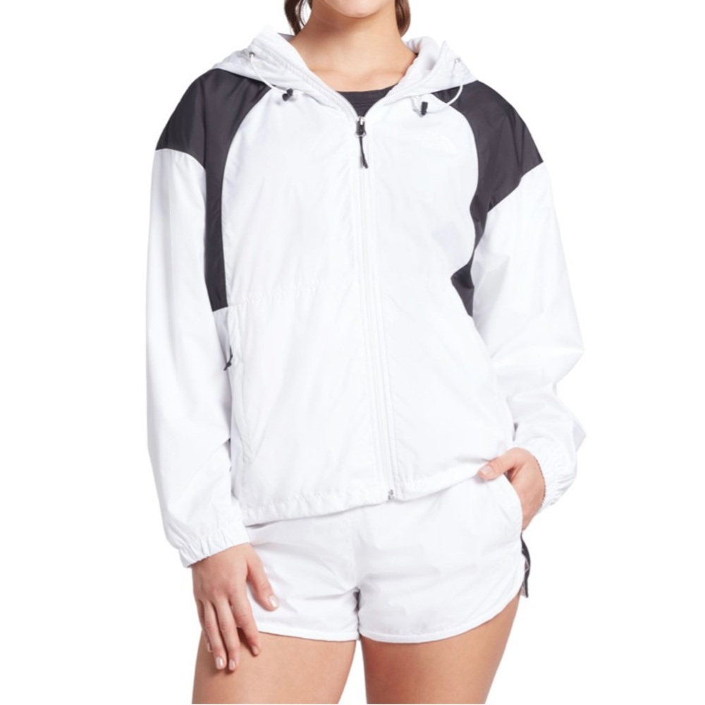 The North Face Hydrenaline 2000 large windbreaker jacket white black hooded